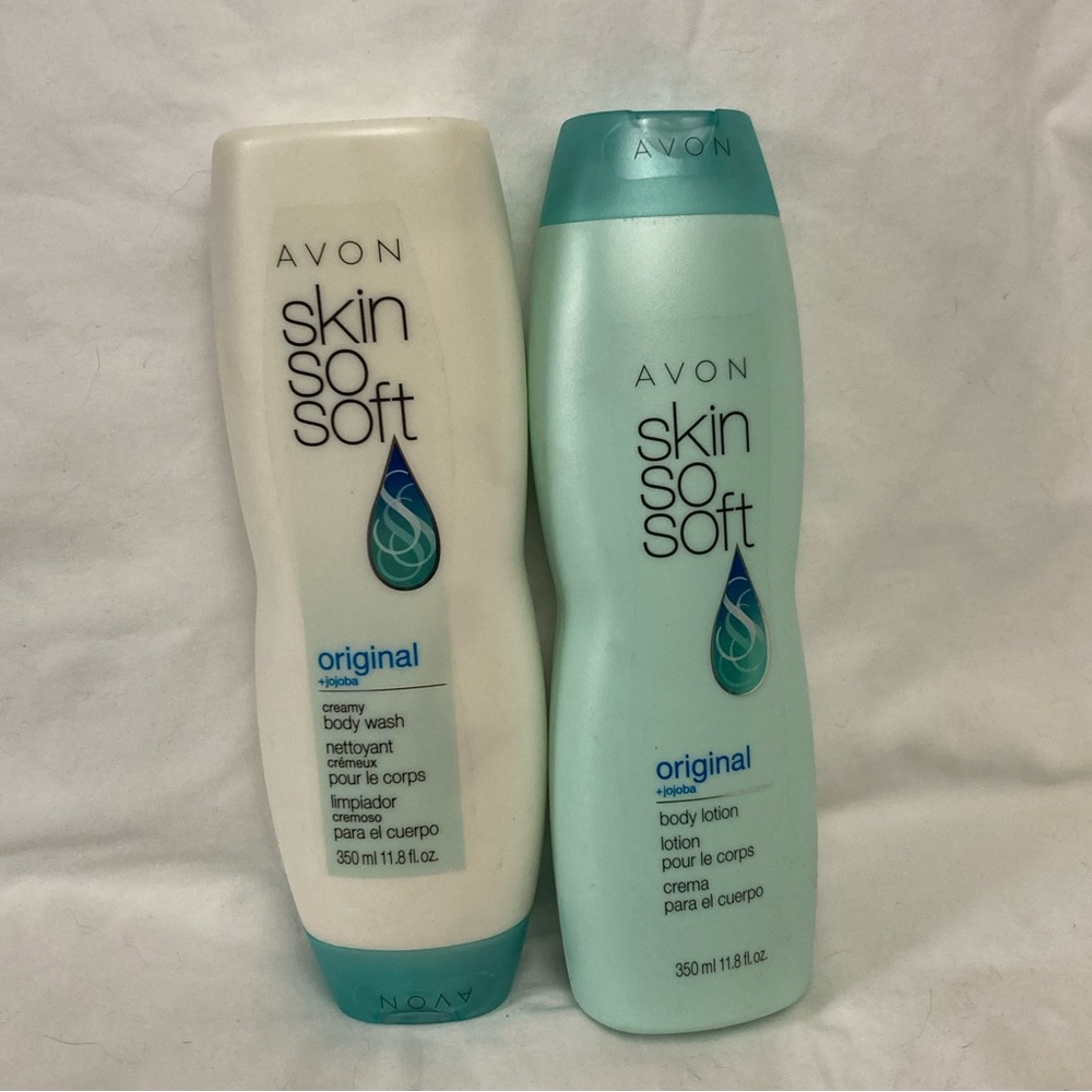 9-28 Avon skin so soft original scent body lotion creamy body wash lot set NEW